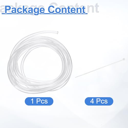 uxcell Flexible PVC Tubing, 2.5mm ID x 4mm OD - 6.6 Feet Long Clear Vinyl Water Pipe, Lightweight Plastic Hose Water Pipe with Zip Ties for Aquaponics, Air Hose, Irrigation - size: 2.5mm ID x 4mm OD