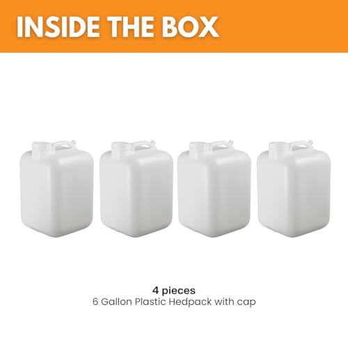 FastRack 6 Gallon Hedpak Water Jug with Screw Cap | 4-Pack, BPA-Free Food-Grade HDPE, Leak-Proof White Container | For Brewing, Fermentation & Water Storage - size: 4 Pack - 6 Gallon