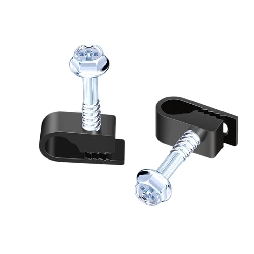 Cable Clips with Screws Fastener 1/4 Inch (6 mm) - All Weather Wire Clips for Coaxial, Ethernet,Electrical Cables,Brick/Stucco Siding Clips, UV-Resistant for Outdoor Wall Mount,100 Pack,Black - color: Black, size: 100PCS/PACK