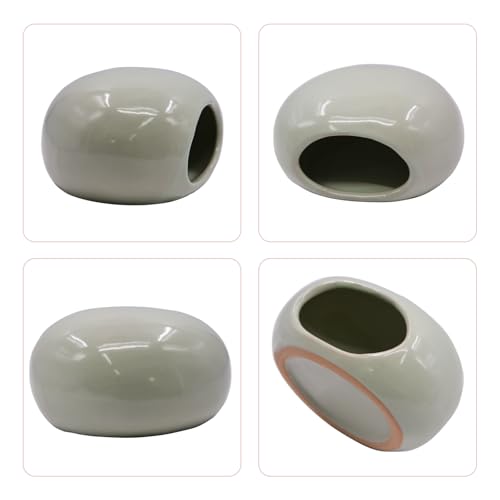 Saim Aquarium Ceramic Cave Decorations, Betta Fish Tank Accessories for Shrimp Cichlid Hiding Breeding Small Fish Bowl Hide Toys Hideout House - Light Green