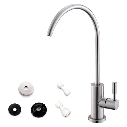 WEWE Drinking Water Faucet for Kitchen Sink, Kitchen Water Filter Faucet Stainless Steel for Reverse Osmosis or Water Filtration System Beverage Non-Air Gap RO Faucet Brushed Nickel Finish - color: Brushed Nickel, style: Rustic