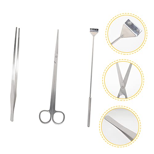 Aquarium Aquascaping Tool Set 7-Piece Cleaning Kit Long Handle Scraper Tweezers and Scissors for Fish Tank Maintenance and Aquatic Plant Care