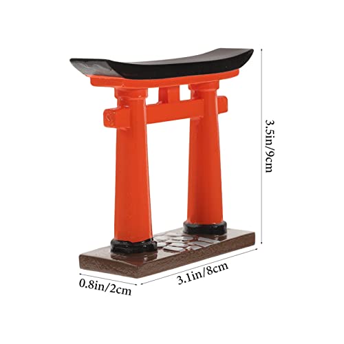 STOBOK Japanese Torii Gate Miniature Shrine Fairy Gardens Decor Zen Garden Japan Torii Gate Prop Altar Shelf Bridge Landscape Ornament for Aquarium Fish Tank Decor