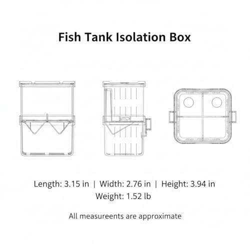 Clear PP Aquarium Isolation Box - Single Compartment Breeding & Separation Tank for Fry and Fish, 3.15 x 2.76 x 3.94 Inches