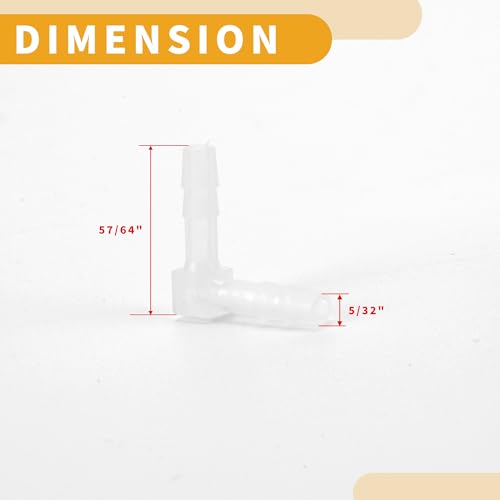 6 Pcs Universal Automotive Vacuum Tubing Connector - Car 90 Degree 4mm / 5/32" L Shaped Vacuum Tubing Connector Assortment 2 Way Vacuum Line Fittings - Plastic Transparent