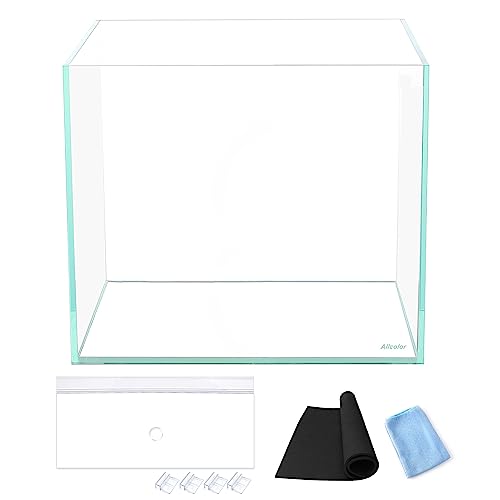 Allcolor Ultra Clear Rimless Aquarium Tank 6-60 gallons Low Iron Glass (4.6Gal - Top Glass Canopy) - size: 4.6Gal 10.2"L×10.2"W×10.2"H