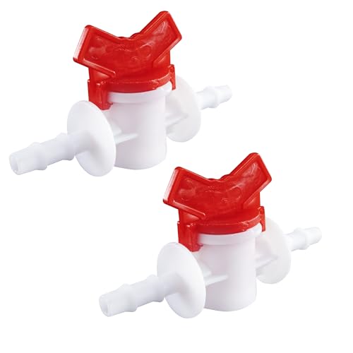 3/8-Inch Drip Irrigation Barbed Valve, Drip Line Ball Valve Shut-Off Plastic Switch Hose Connectors, Drip Irrigation Tubing Parts for Drip Irrigation and Aquariums White, 2PCS - size: 3/8 Inch