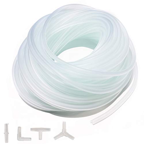 ALEGI Standard 3/16" Flexible Airline Tubing with Connectors for Aquariums, Terrariums and Hydroponics,100Feet - size: 100Feet+40Connectors