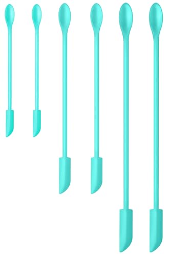 Silicone Spatula Set (6Pcs) - Mini Scraper Tool for Beauty & Food - Reach Every Last Drop, Multi-Size Spatulas for Makeup Jars, Lotion Bottles & Kitchen Containers (Blue) - color: Blue