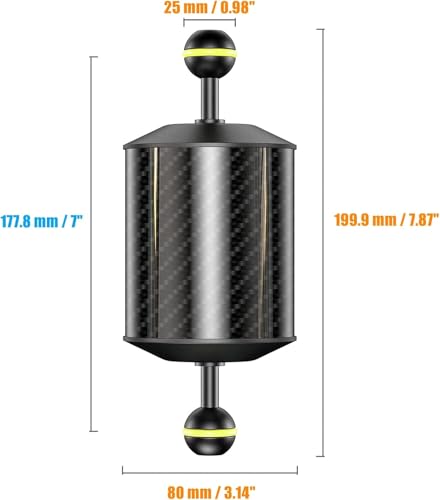 Sea frogs D80mm, 7'', Carbon Fiber Float Arm for Ultralight, Aquatic Arm, Buoyancy Provided 500 g, Underwater Camera System Diving Tray Video Light/Strobe GA-9 - color: D80mm, 7'' Carbon Fiber Float Arm
