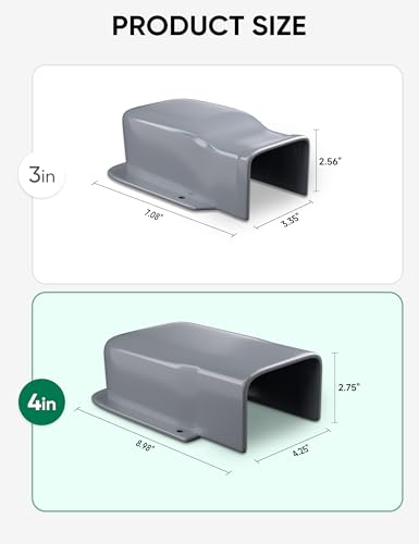 4" Entry Wall Cover Line Cover Set Parts PVC Accessory for Decorative for Ductless Mini Split, Central AC and Heat Pumps, Grey - color: Gray, size: 4 inch