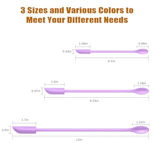 Silicone Spatula Set (6Pcs) - Mini Scraper Tool for Beauty & Food - Reach Every Last Drop, Multi-Size Spatulas for Makeup Jars, Lotion Bottles & Kitchen Containers (Purple) - color: Purple