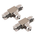maXpeedingrods 6 mm OD Air Line Fittings, Quick Connect Air Hoes Fittings, 3 Way Stainless Steel Union Tee Replacement for Air Suspension Kit & Air Compressor Kit for Trucks Vans, 2 Packs - style: Quick Connect