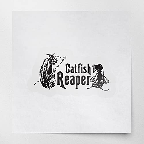 2 Pcs - Decal Stickers of Catfish Reaper Fishing #2 (Black) Premium Waterproof Vinyl Decal Stickers for Laptop Phone Accessory Helmet Car Window Mug Tuber Cup Door Wall Decoration ANDstic570833BLAA - color: Black, size: 8.3'' x 4''