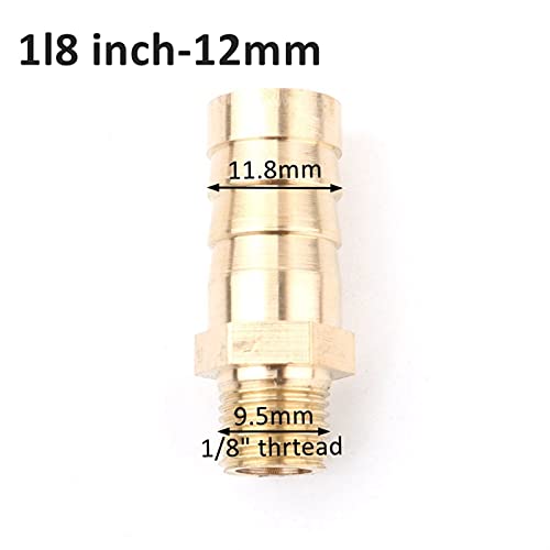 Lfang-Brass Hose Fitting 5pcs 1/8" Thread To 4/6/8/10/12mm Soft Hose Connector Garden Irrigation Adapter Aquarium Air Pump Line Fish Tank Hose Fittings, good wear resistance(Male 1l8 inch 12mm) - color: Male 1l8 Inch 12mm