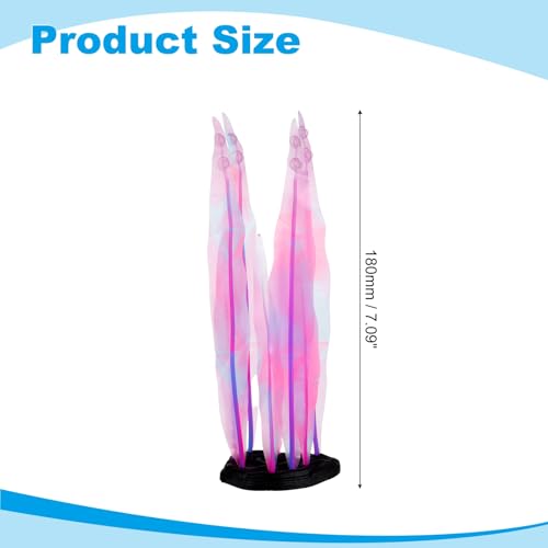Aquarium Decoration, 7" Plastic Fish Tank Plants Artificial Silicone Glowing Kelp Aquarium Plants Ornament, (Pink, 1 Pcs), Intended for Tall Fish Tank Decor/Landscaping - color: Pink, size: 7"