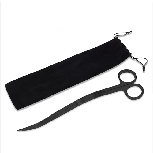 Mandala Crafts Extra Long Black Stainless Steel Curved Aquarium Scissors for Trimming Aquatic Plants – Wave Aquascape Scissors for Fish Tanks, Hospital Tanks, Goldfish Bowls, Aquariums, and Terrariums - color: Black Wave Scissors, size: 10 Inches