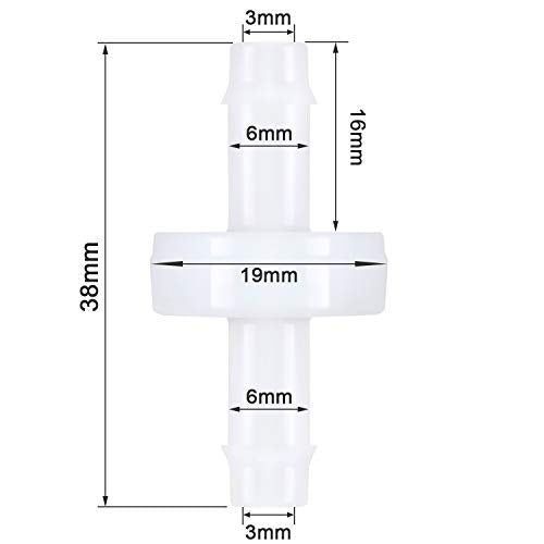 Mudder 4 Packs 1/4 Inch Check Valve, 6mm PVDF Plastic Wear-resistant One Way Check Valve for Fuel Gas Water Air
