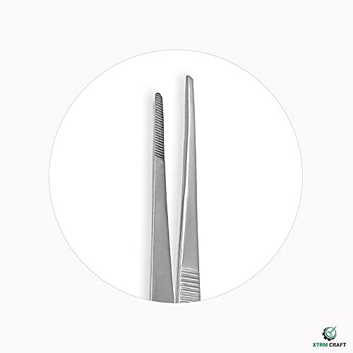 Thumb Dressing Forceps, Mulipurpose Tweezer Stainless Steel, Serrated Tip Straight 5.5 Inch - size: 5.5"