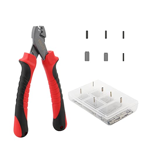 Booms Fishing CP2 Fishing Crimping Tool for Single-Barrel Sleeves, with 300pcs Sleeves - style: Red Crimping Pliers with 300pcs Sleeves