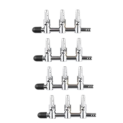 Aquarium Fish Tank Air Flow Control Lever Pump 3 Way Inline Manifold Air Flow Pump Tubing Splitter Lever Control Valve 4-Pack