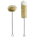 Bottle Brushes Thin Long Handle X 2, Skinny Wire Cleaner Set in Stainless Steel with Natural Boar Bristle at Wool Tip, Bendable Flexible for Cleaning Narrow Neck Bottles, Pipe, Tube, Hose
