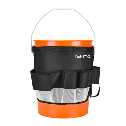 Bucket Tool Organizer, 5 Gallon Garden Bucket Tool Bag, Waterproof Bucket Storage Caddy with Mesh Pocket, Versatile for Car Wash Suppliers, Gardening Tools, Fishing Gear, Fit 3.5 to 5 Gallon Buckets