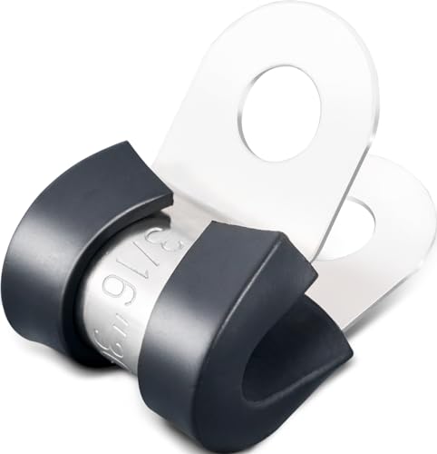 OURU 100PCS Cable Clamps 3/16 Inch 304 Stainless Steel Cable Clamps Rubber Coated Cushioned Insulated Cable Clamp,Automotive Wire Clamps,Pipe Clamps,Metal Clamp for Tube,Wire Cord Installation(5mm) - size: 100 PCS - 3/16 Inch