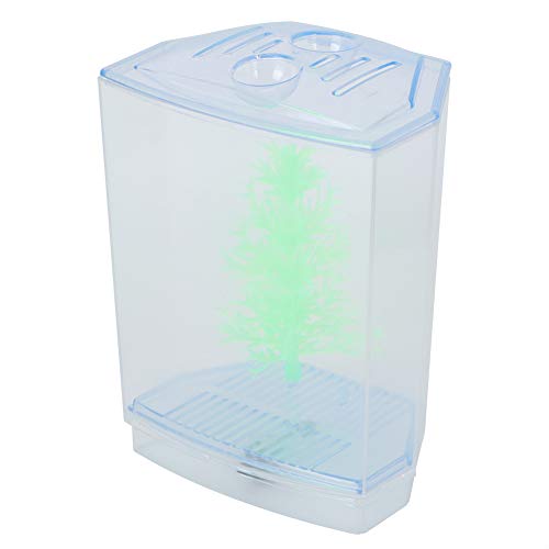 Mini Fish Tank Breeding Box Aquarium Isolation Incubator with Acrylic Material Transparent View Air Circulation Cover Dirt Groove Bottom Plug for Fish Breeding Sick (Single Grid)
