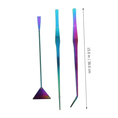 COLLBATH 3Pcs Plated Stainless Steel Tools Set Straight Tweezers Curved Tweezers Flat Spatula for Aquatic Plant Care and Fish Tank Decoration