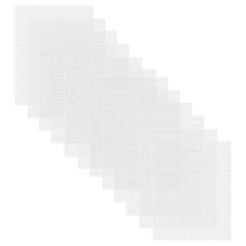 Caydo 12 Pieces 7 Count Plastic Mesh Canvas Sheets, Eye Mesh for Therian Mask, Acrylic Yarn Crafting, Knit Crochet Projects and Make Aquarium Dividers (10.5 X 13.5 Inch) - color: Clear White - 12pcs