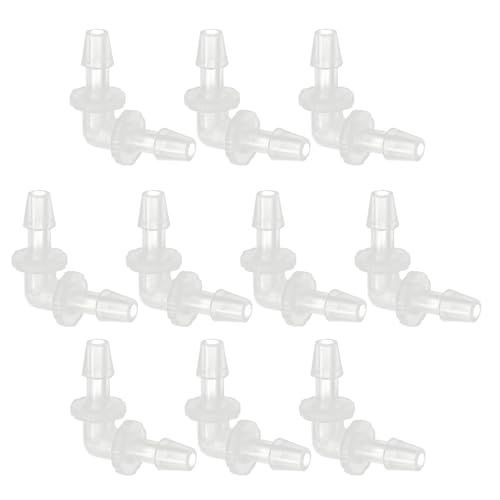 PATIKIL 3/16" Plastic Hose Barb 90 Degree Elbow, 10 Pack L-Barb Fittings 2 Way Equal Barbed Joint Connector Splicer Mender Hose Adapter Union Adapter for Aquarium Fuel Gas Liquid Air - size: 3/16"