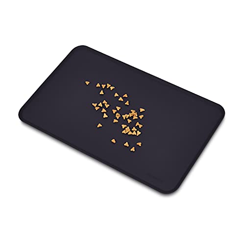 Amazon Basics Waterproof Non-Slip Silicone Pet Feeding Mat with Raised Edges for Food and Water Bowls, Easy to Clean Pet Placemat to Protect Floors, 18.5" x 11.5", Black - color: Black, style: 18.5" x 11"