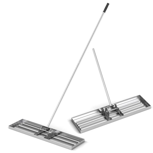 Goplus Lawn Leveling Rake, 36" x 10" Heavy Duty Level Lawn Tool w/ Ergonomic Handle for Soil, Effort-Saving Landscape Rake for Garden, Backyard, Golf Course, Farm, Pasture, Silver - style: 36" x 10", Silver