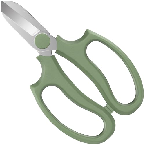 Housolution Flower Scissors, Strong Floral Shears, Premium Steel Garden Pruning Shears Floral Fruits Leaf Scissors Hand Pruner Snip Trimming Tool for Gardening Flower Arrangement, Avocado Green - color: Avocado Green, size: 1 Pack