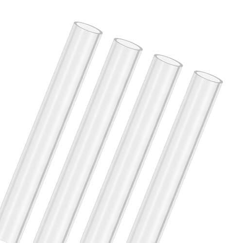 M METERXITY 4-Pack Clear Rigid Acrylic Pipe, 9mm[0.35"] ID x 11mm[0.43"] OD Plastic Round Tube for Water Cooling System/Lamps/Fountains/Aquariums/Display Stand, Acrylic Tubing [305mm/12IN] - size: 9mm ID x 11mm OD