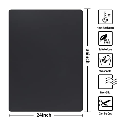 Silicone Mat Heat Resistant Mats for Countertop, Multipurpose Large Silicone Mats for Crafts Kitchen Workbench Size 36x24 inches Thick 2mm,Rolled Package,Black - color: Black, size: 36"L x 24"W