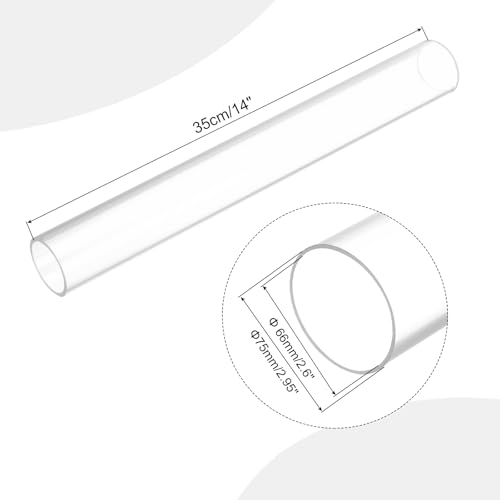 MECCANIXITY 2.6 Inch Clear PVC Rigid Pipe 66mm ID 75mm OD 14" High Impact for Water Pipe, Aquarium, Fish Tank, Greenhouse Garden, Clear - color: Clear, size: 66mm x 75mm