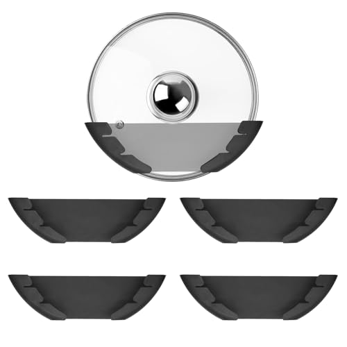 Universal Pot Lid Organizer for Cabinet, 5 Pcs Pan Lids Organizers Inside Cabinet Door Wall Mount Pots Top Storage Rack Holder for Kitchen, Fits 6" to 13.5" (5pcs black) - color: 5pcs black