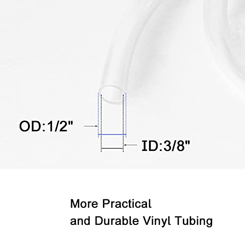 Eoiips PVC Vinyl Tubing, 3/8" ID x 1/2" OD Plastic Industrial Grade Lightweight Clear Hybrid PVC Hose Tube BPA Free Air Hose Line, 5FT - size: 3/8" ID, style: 5FT