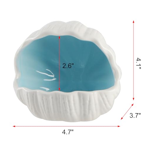 Aquarium Decorations, Cute Ceramic Betta Fish House, Conch Shell-Shaped Fish Tank Decor Accessory with Pearls, Hideout Cave for Fish Shrimp to Play Breed Rest (Blue) - color: Blue & Pearl