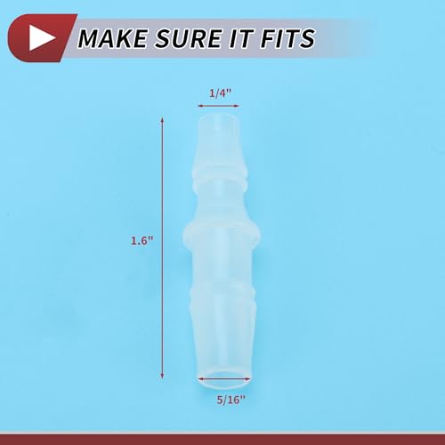 5 Pcs Aquarium Plastic Hose Barb Fitting 1/4" to 5/16" Hose ID Connectors Clear Plastic - size: 1/4"-5/16"