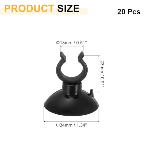 uxcell 20Pcs Aquarium Suction Cup Clips, 13mm Airline Tube Holders Clamps Cup Holder Sucker Tube Sucker for ID Airline Tubing Fish Tank, Black