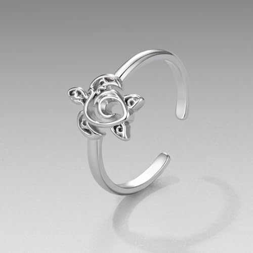 Chunky Rings for Women Statement Adjustable Pearl Ring Turquoise Spoon Ring Sunflower Dainty Open Ring Non Tarnish Unique Jewelry Gift - color: Sea Turtle