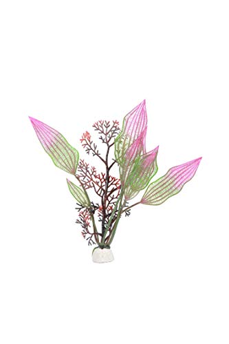 CNZ Assorted Color Aquarium Plastic Plant Decoration w Ceramic Base (Purple/Green, 10-Piece)