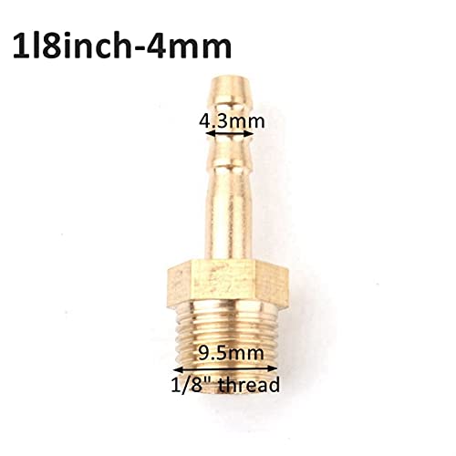 Lfang-Brass Hose Fitting 5pcs 1/8" Thread To 4/6/8/10/12mm Soft Hose Connector Garden Irrigation Adapter Aquarium Air Pump Line Fish Tank Hose Fittings, good wear resistance(Male 1l8 inch 4mm) - color: Male 1l8 Inch 4mm
