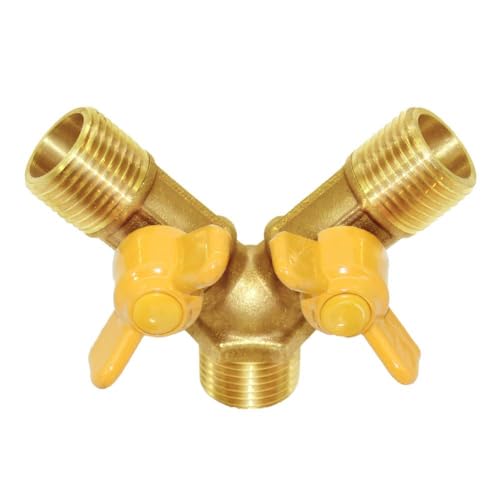 Joywayus 3/8" Hose Barb 3 Way Shut Off Ball Valve Y Shaped 2 Switch Brass Fitting - size: 3/8 Inch - 1 pc