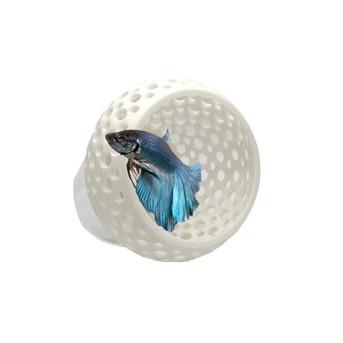 Betta Bulb Hide 2.0 | Betta Rest Fish Tank Ornament Large | Aquarium Cave with Suction Cup for Small Fish Tank, Betta Habitat, Shrimp Hideout, Aquatic Decor Large (Pure White) - color: Pure White