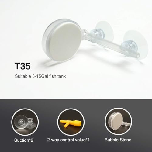 Upettools 1.4inch Aquarium Air Stone Fish Tank Nano Bubble Stone Kit with Control Valve Quiet Super-High Dissolved Oxygen Diffuser Makes Super Tiny Bubbles for Betta Fish & Small Tank