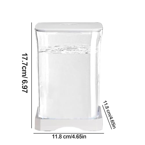 Betta Fish Tank, Small Acrylic Aquarium with Led Lighting System, Clear Desktop Fish Bowl Tank System, 18cm Size, 15cm Width, with Style for Betta Shrimp Crab Spider Desktop Decoration - color: White